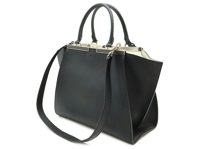 Borsa in pelle nera Fendi 3Jours Nero - vista 3