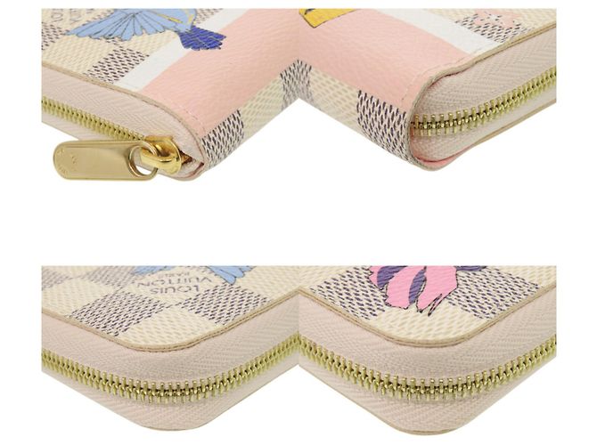 Monedero Zippy Louis Vuitton Damier Azur Rosa Blanco - vista 3