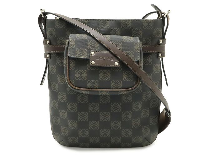 Borsa a Spalla Anagram Loewe Nero Marrone scuro - vista 2