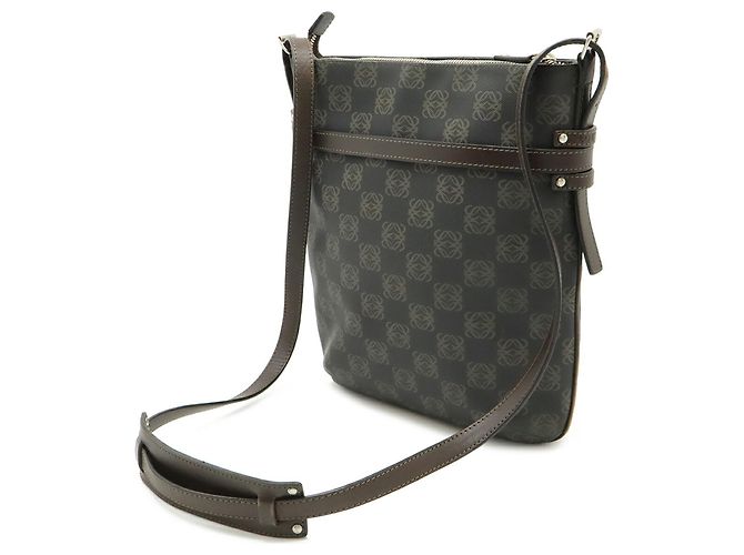 Borsa a Spalla Anagram Loewe Nero Marrone scuro - vista 3