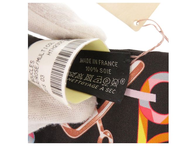 Foulard in seta nera Hermès Twilly Do Re Boucles Nero Multicolore - vista 3