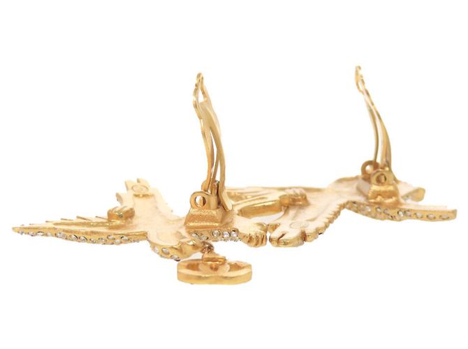 Orecchini in metallo dorato con strass a forma di aquila Coco Mark di Chanel D'oro - vista 5