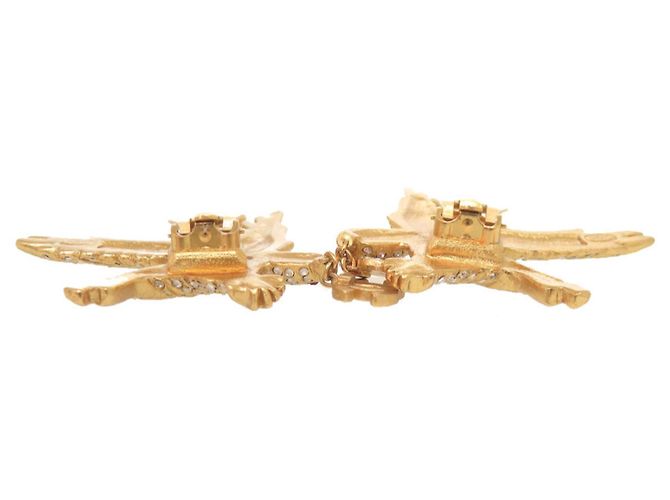 Orecchini in metallo dorato con strass a forma di aquila Coco Mark di Chanel D'oro - vista 6