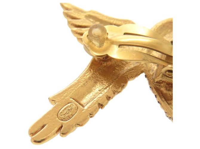 Orecchini in metallo dorato con strass a forma di aquila Coco Mark di Chanel D'oro - vista 7