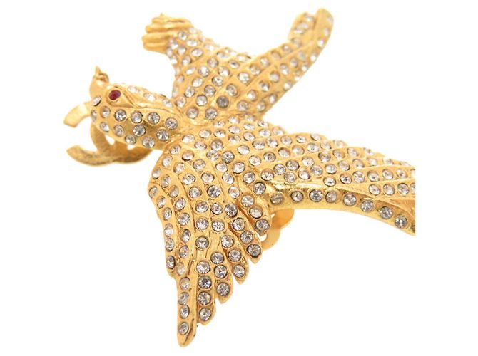 Orecchini in metallo dorato con strass a forma di aquila Coco Mark di Chanel D'oro - vista 8