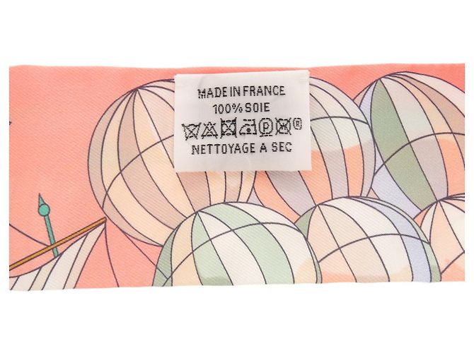 Autre Marque Foulard in seta Hermès Twilly Les Folies Du Ciel Rosa Bianco Rosso - vista 3