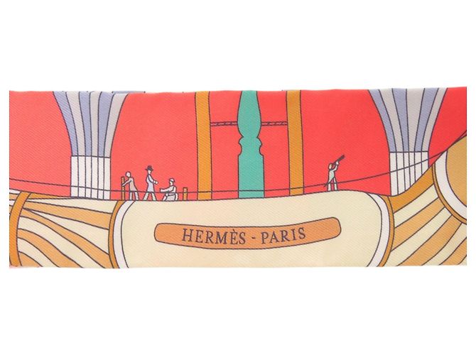 Autre Marque Foulard in seta Hermès Twilly Les Folies Du Ciel Rosa Bianco Rosso - vista 4
