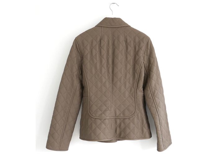 Jaqueta de couro de cervo Equestre Hermès acolchoada taupe - vista 4
