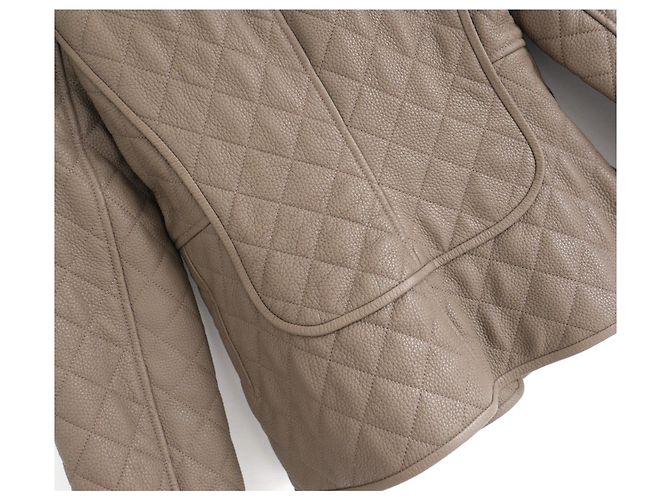 Jaqueta de couro de cervo Equestre Hermès acolchoada taupe - vista 5