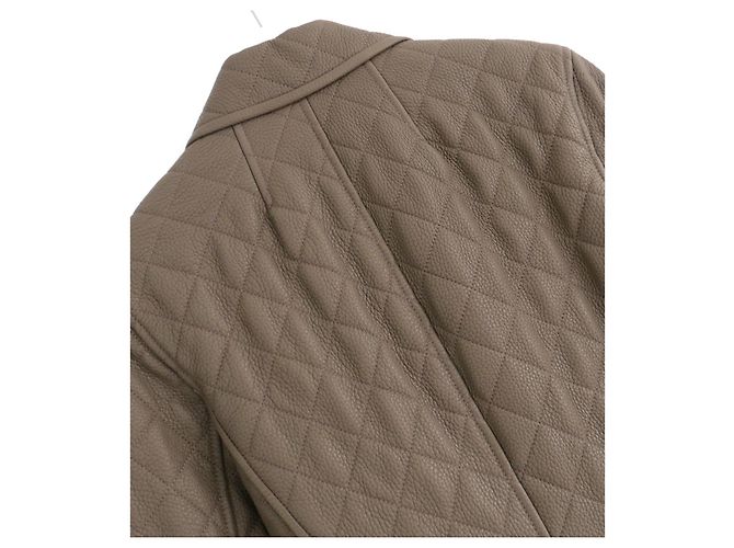 Jaqueta de couro de cervo Equestre Hermès acolchoada taupe - vista 6
