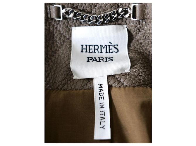 Jaqueta de couro de cervo Equestre Hermès acolchoada taupe - vista 8