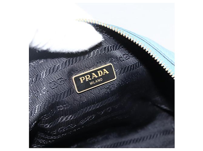 Prada Pochette in pelle blu oro Auth yk20280 D'oro - vista 10