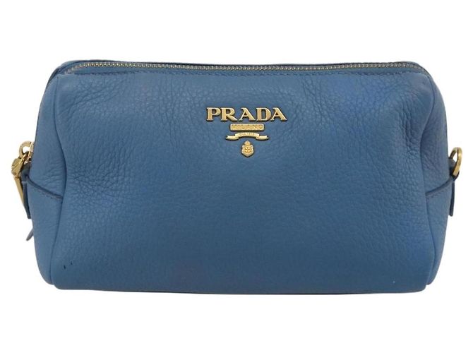 Prada Pochette in pelle blu oro Auth yk20280 D'oro - vista 13