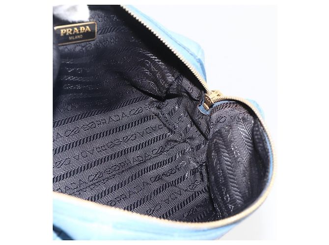 Prada Pochette in pelle blu oro Auth yk20280 D'oro - vista 17