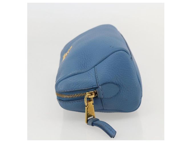 Prada Pochette in pelle blu oro Auth yk20280 D'oro - vista 3