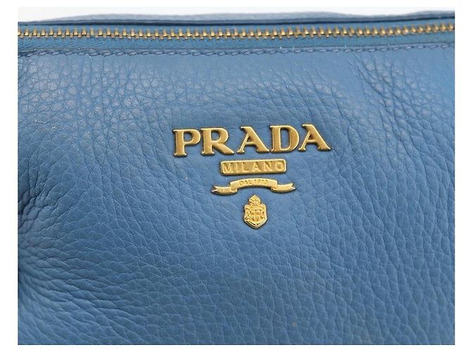 Prada Pochette in pelle blu oro Auth yk20280 D'oro - vista 9