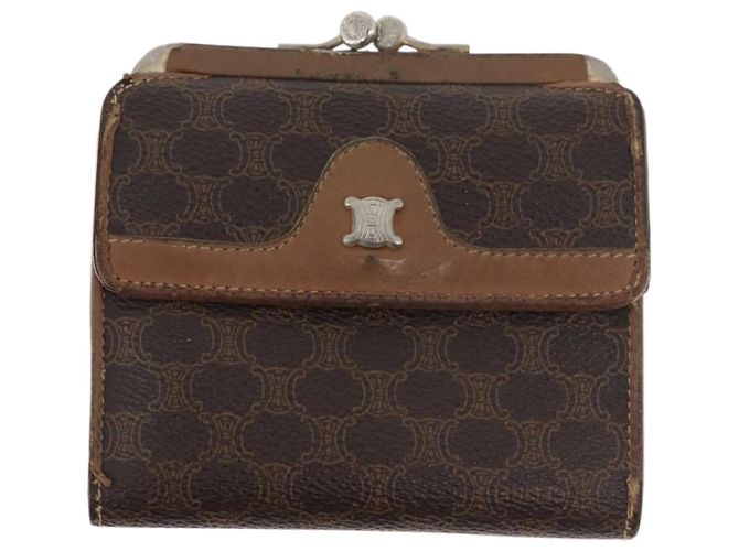 Céline Portafoglio in tela Macadam CELINE PVC 2 pezzi Marrone Beige Auth ti3905 - vista 2