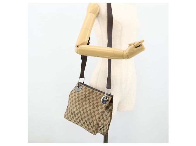 Borsa a Spalla GG Canvas GUCCI Beige Marrone Argento 120841 Auth am11410 - vista 21
