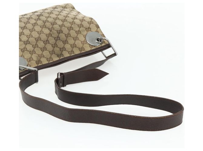 Borsa a Spalla GG Canvas GUCCI Beige Marrone Argento 120841 Auth am11410 - vista 7