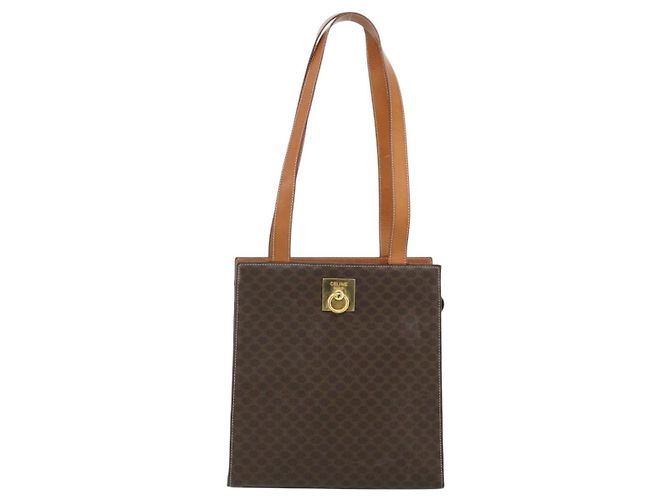 Céline Borsa tote in tela Macadam CELINE in pelle PVC marrone oro Auth mr2299A D'oro - vista 13