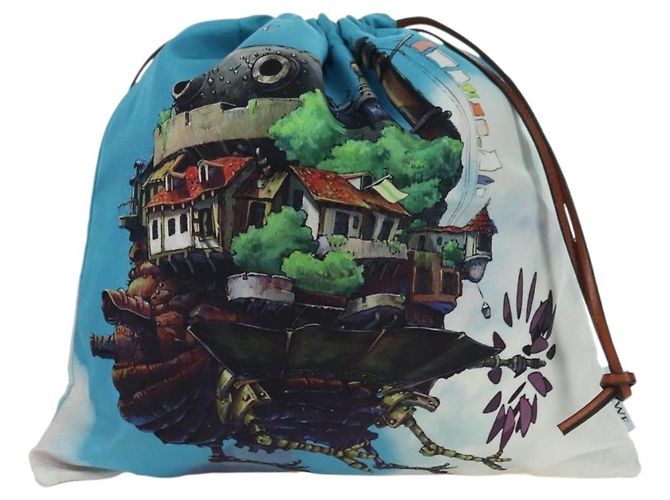 Pochette in tela blu LOEWE Ghibli Collaboration La Città Incantata Auth 172346SM - vista 13