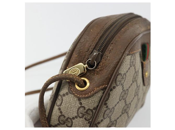 Borsa Sherry Line GG Supreme Web di GUCCI in PVC beige e oro 89 02 066 Auth YKZ1224A D'oro - vista 10