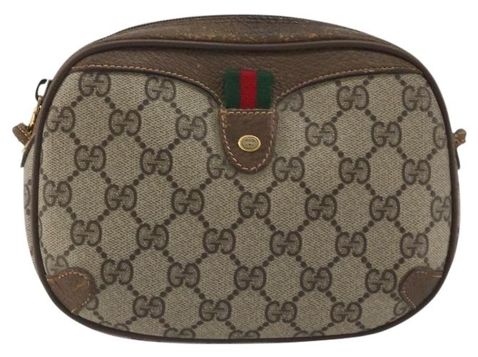 Borsa Sherry Line GG Supreme Web di GUCCI in PVC beige e oro 89 02 066 Auth YKZ1224A D'oro - vista 13