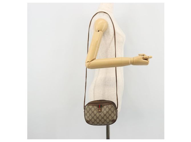 Borsa Sherry Line GG Supreme Web di GUCCI in PVC beige e oro 89 02 066 Auth YKZ1224A D'oro - vista 21