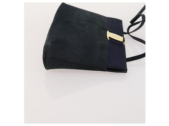 Borsa a Mano Salvatore Ferragamo in Pelle Suede 5 Set Nero Blu Auth 174986 Blu navy - vista 11