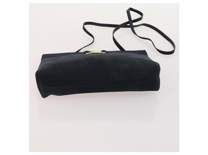 Borsa a Mano Salvatore Ferragamo in Pelle Suede 5 Set Nero Blu Auth 174986 Blu navy - vista 13