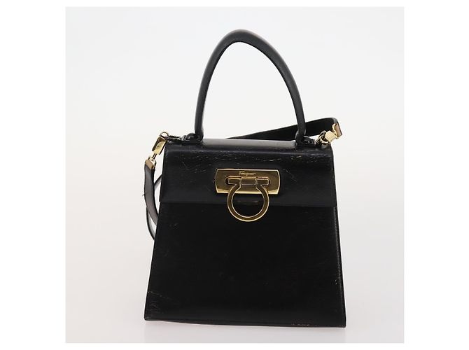 Borsa a Mano Salvatore Ferragamo in Pelle Suede 5 Set Nero Blu Auth 174986 Blu navy - vista 15