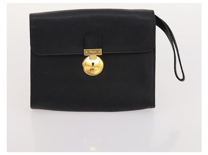 Borsa a Mano Salvatore Ferragamo in Pelle Suede 5 Set Nero Blu Auth 174986 Blu navy - vista 26