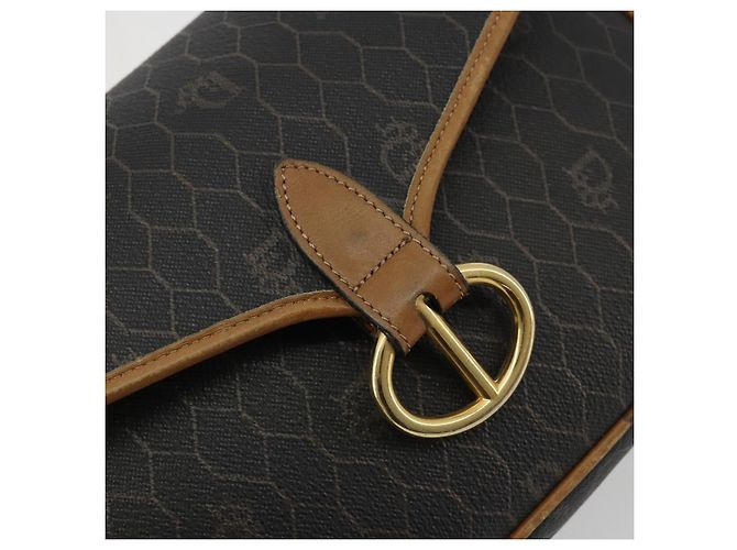 Borsa a Spalla in Tela Honeycomb PVC Nera e Dorata Christian Dior Auth 175786 Nero D'oro - vista 14