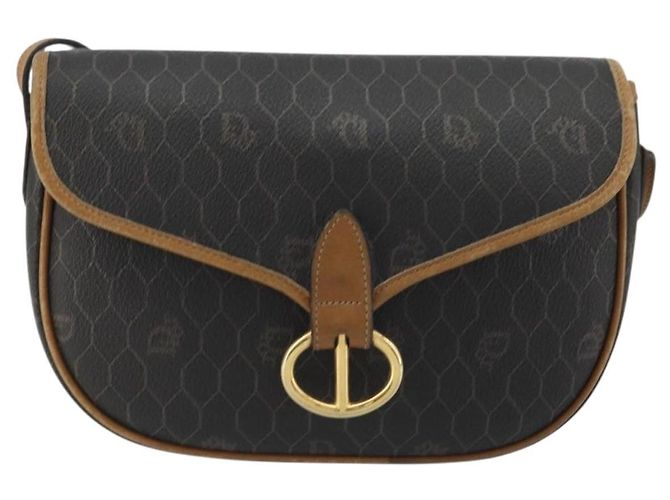 Borsa a Spalla in Tela Honeycomb PVC Nera e Dorata Christian Dior Auth 175786 Nero D'oro - vista 2