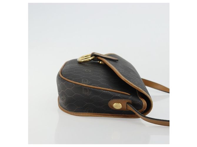 Borsa a Spalla in Tela Honeycomb PVC Nera e Dorata Christian Dior Auth 175786 Nero D'oro - vista 4