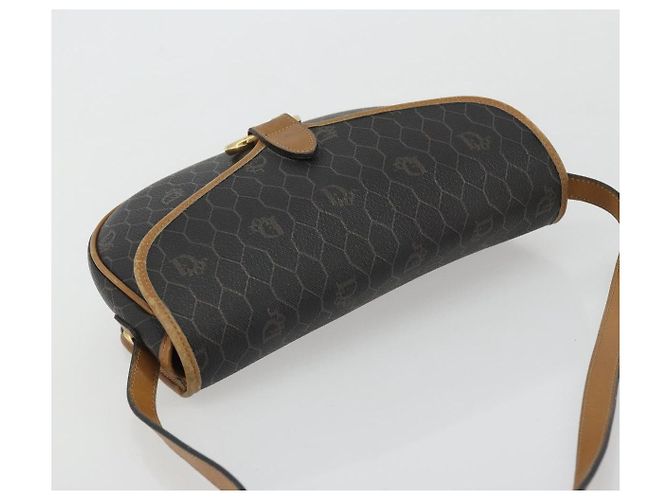 Borsa a Spalla in Tela Honeycomb PVC Nera e Dorata Christian Dior Auth 175786 Nero D'oro - vista 6