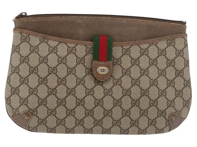 GUCCI GG Supreme Web Sherry Line Tasche aus PVC Beige Gold 904 02 026 Auth ka4002 Golden - Ansicht 13