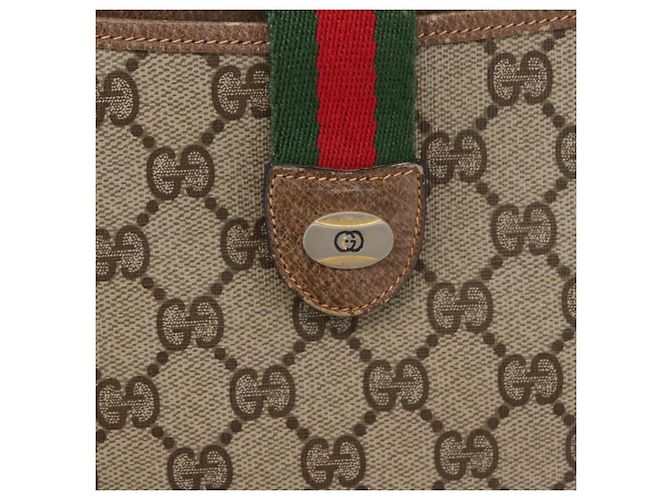 GUCCI GG Supreme Web Sherry Line Tasche aus PVC Beige Gold 904 02 026 Auth ka4002 Golden - Ansicht 17