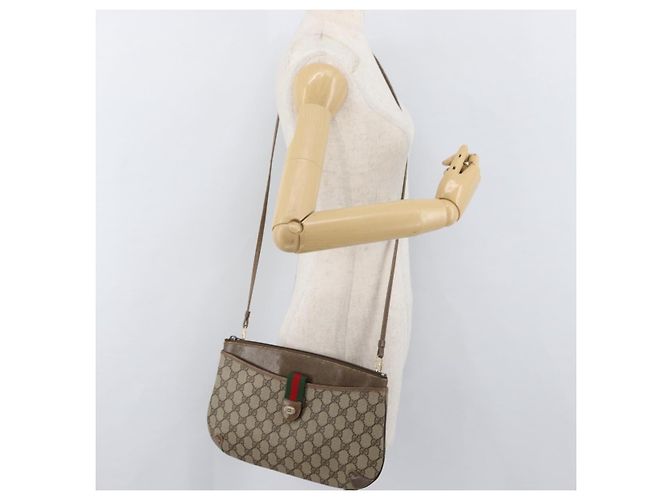 GUCCI GG Supreme Web Sherry Line Tasche aus PVC Beige Gold 904 02 026 Auth ka4002 Golden - Ansicht 22