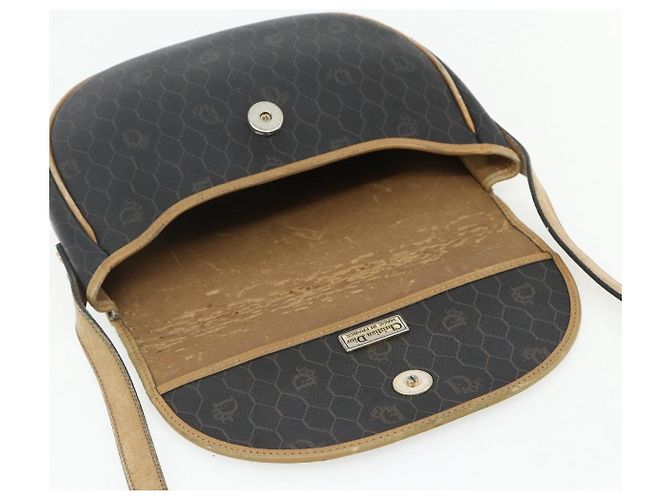 Borsa a spalla in tela a nido d'ape PVC nera e oro Christian Dior Auth mr2296 Nero D'oro - vista 15