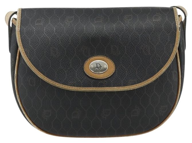 Borsa a spalla in tela a nido d'ape PVC nera e oro Christian Dior Auth mr2296 Nero D'oro - vista 2