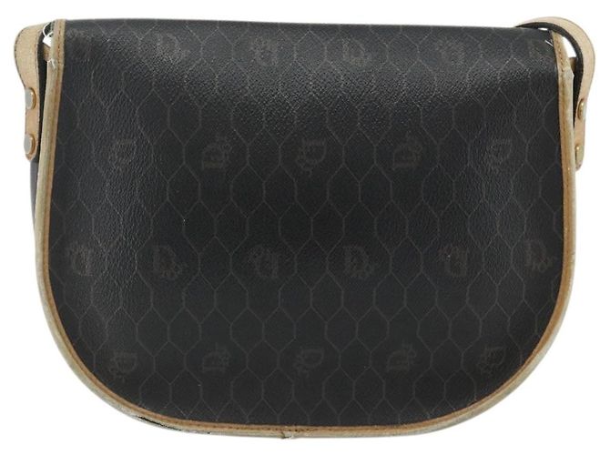 Borsa a spalla in tela a nido d'ape PVC nera e oro Christian Dior Auth mr2296 Nero D'oro - vista 3