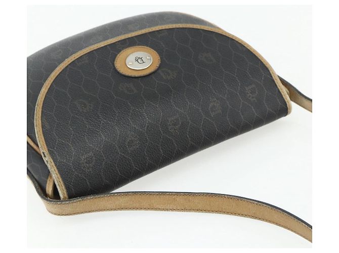 Borsa a spalla in tela a nido d'ape PVC nera e oro Christian Dior Auth mr2296 Nero D'oro - vista 6