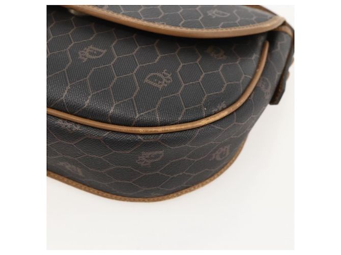 Borsa a spalla in tela a nido d'ape PVC nera e oro Christian Dior Auth YKZ1544 - vista 10