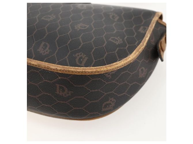 Borsa a spalla in tela a nido d'ape PVC nera e oro Christian Dior Auth YKZ1544 - vista 12