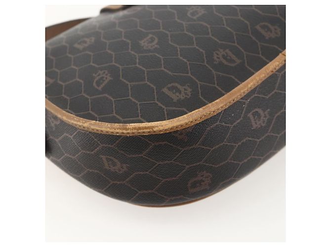 Borsa a spalla in tela a nido d'ape PVC nera e oro Christian Dior Auth YKZ1544 - vista 13