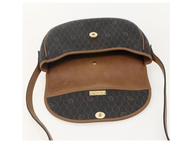 Borsa a spalla in tela a nido d'ape PVC nera e oro Christian Dior Auth YKZ1544 - vista 14