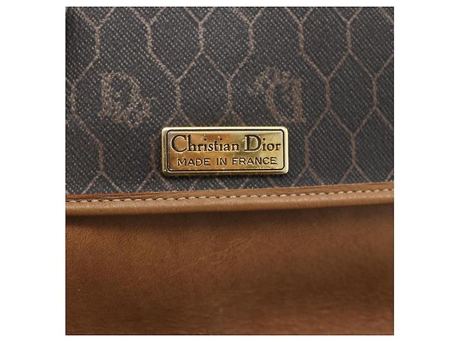 Borsa a spalla in tela a nido d'ape PVC nera e oro Christian Dior Auth YKZ1544 - vista 15