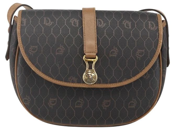 Borsa a spalla in tela a nido d'ape PVC nera e oro Christian Dior Auth YKZ1544 - vista 2