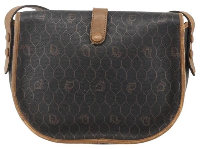 Borsa a spalla in tela a nido d'ape PVC nera e oro Christian Dior Auth YKZ1544 - vista 3